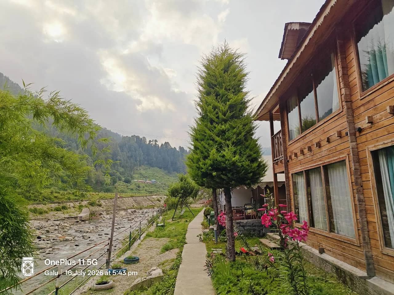 The grounds and cottages of The Heimat Resort, Barot Valley