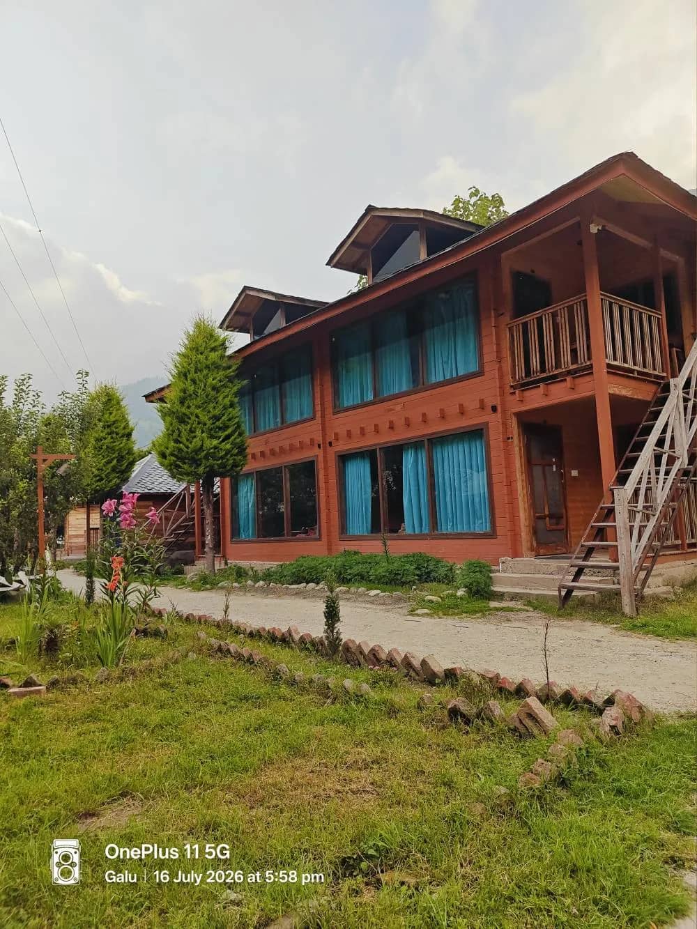 The grounds and cottages of The Heimat Resort, Barot Valley