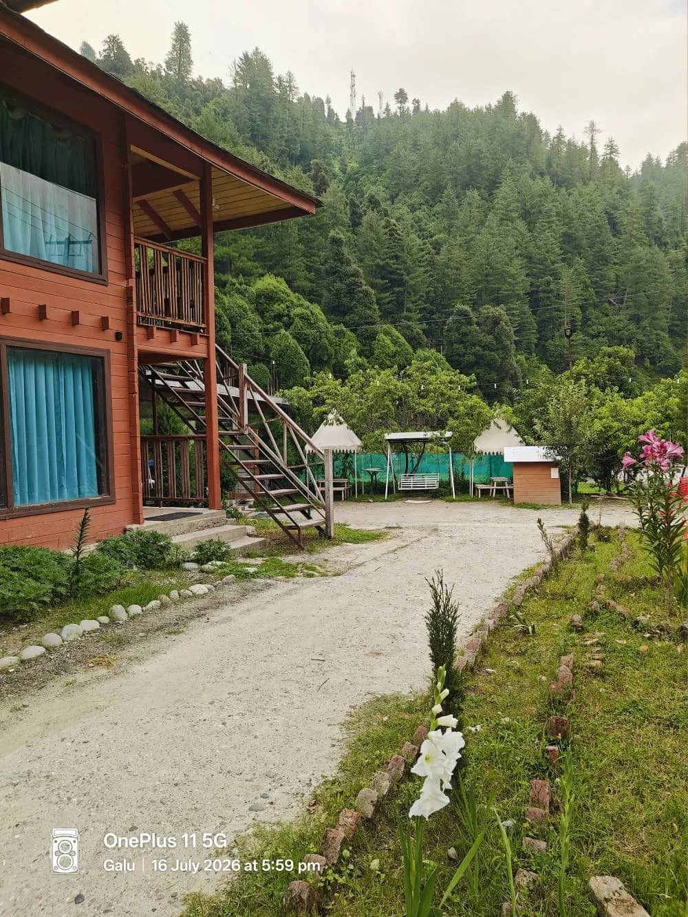 The grounds and cottages of The Heimat Resort, Barot Valley