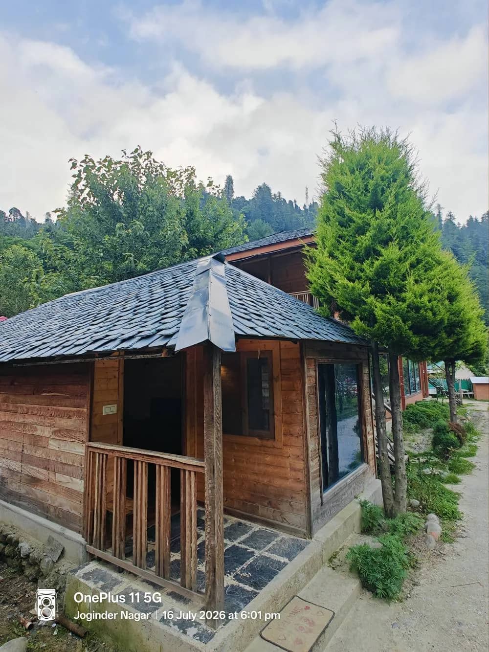 The grounds and cottages of The Heimat Resort, Barot Valley