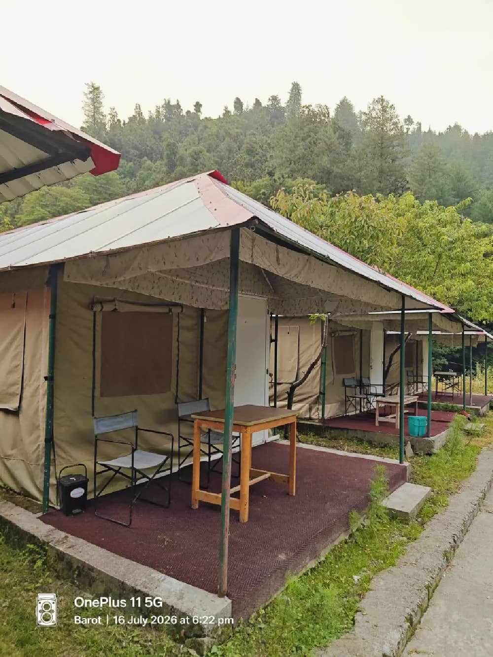 The grounds and cottages of The Heimat Resort, Barot Valley