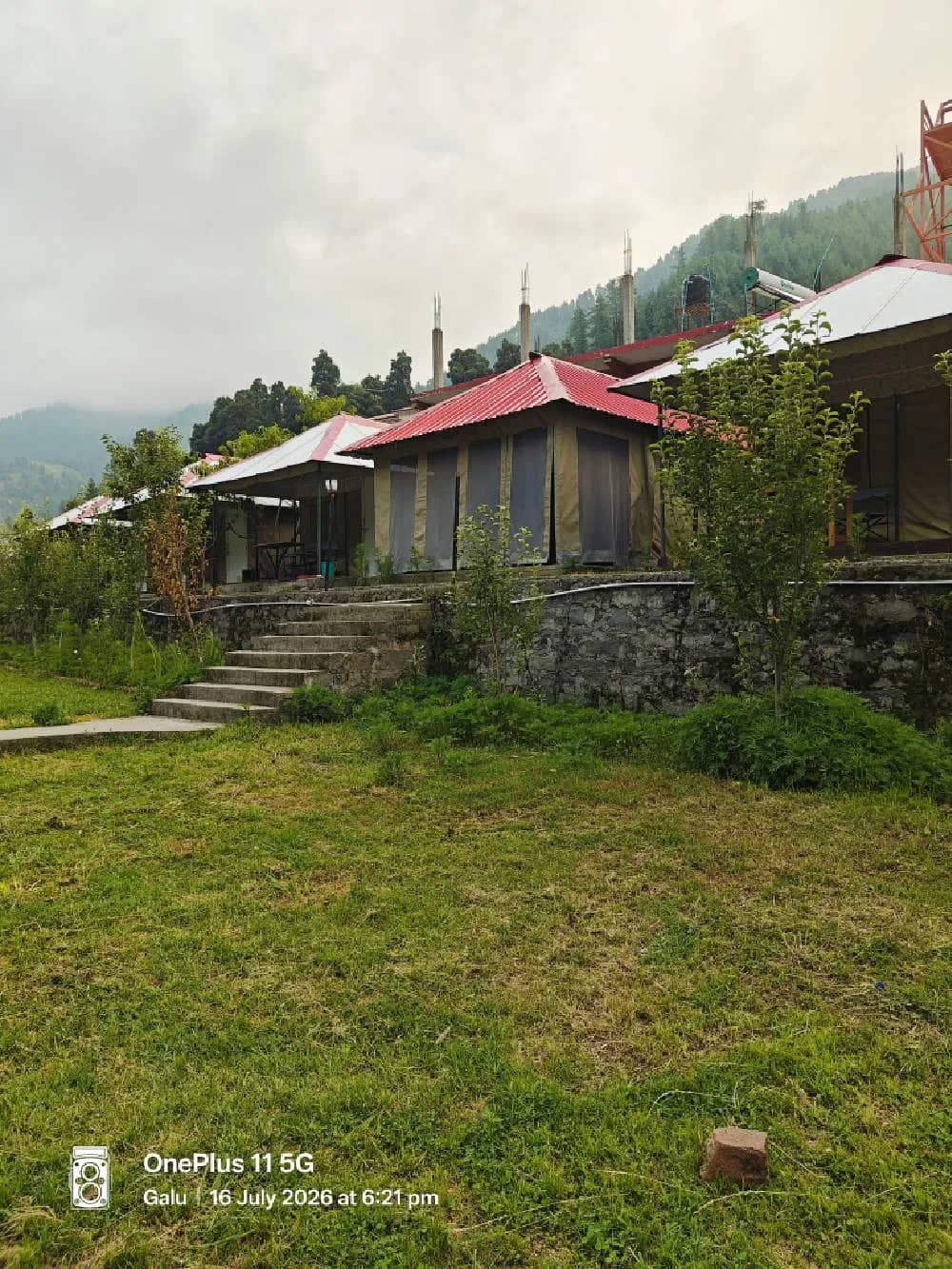 The grounds and cottages of The Heimat Resort, Barot Valley