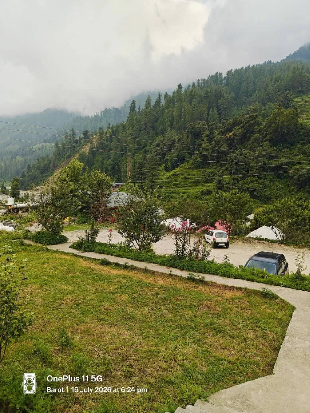 The grounds and cottages of The Heimat Resort, Barot Valley